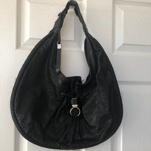 COLE HAAN Black Leather Hobo Handbag